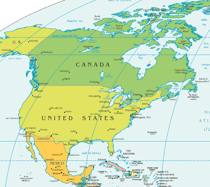 Map Of America And Mexico. Mexico