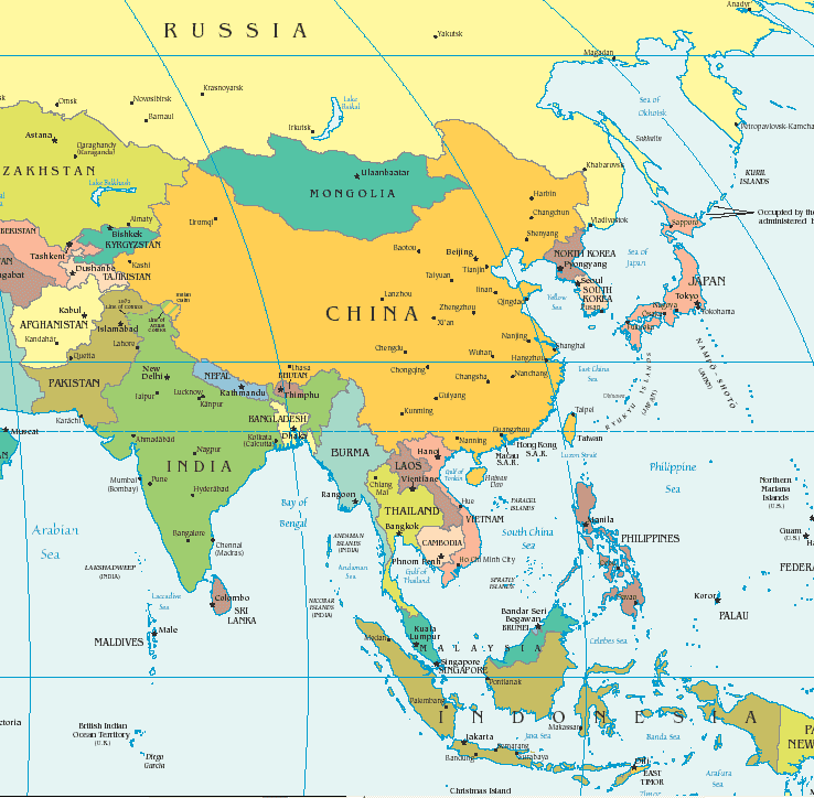 Страны находящиеся в восточной азии. Политическая карта Юго Востока Азии. Юго Восточная Азия Тайланд на карте. Политическая карта Юго-Восточной Азии со странами.